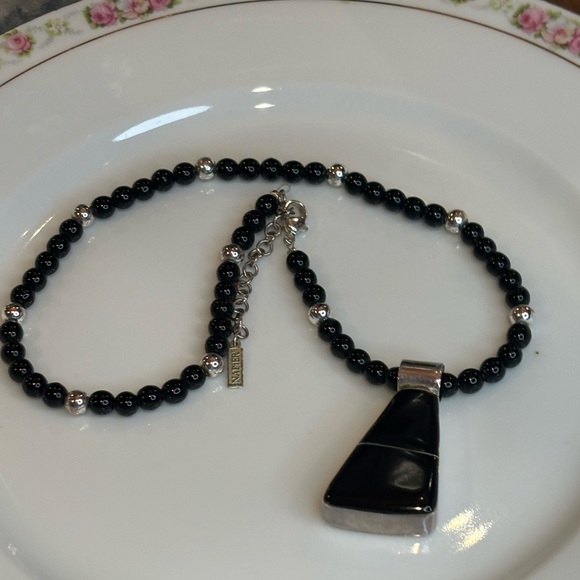 Napier Black and 925 Mexican Pendant silver toned beads and accents - Picture 3 of 9